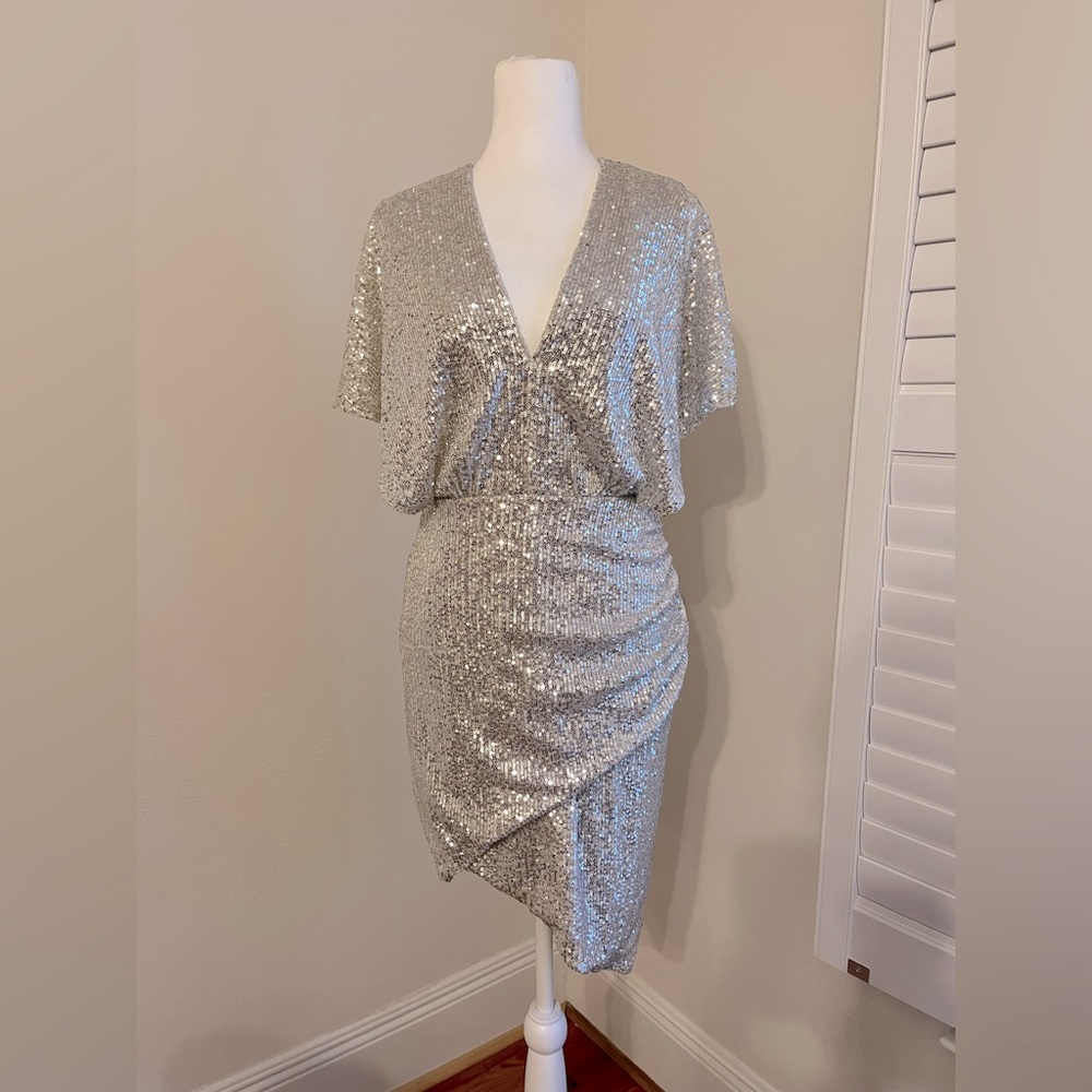 Harlyn Silver Sequin Dress XS
